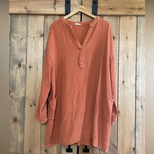 Easel Rust Orange Gauze Dress